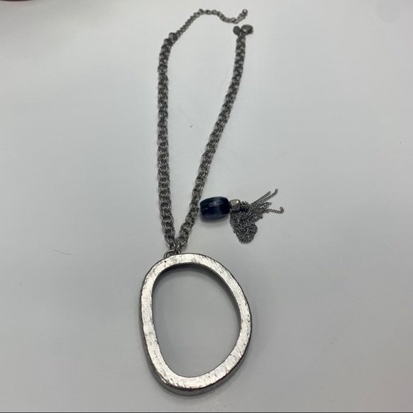 CHICO’S SILVER PENDANT NECKLACE WITH BLUE STONE - Picture 5 of 5